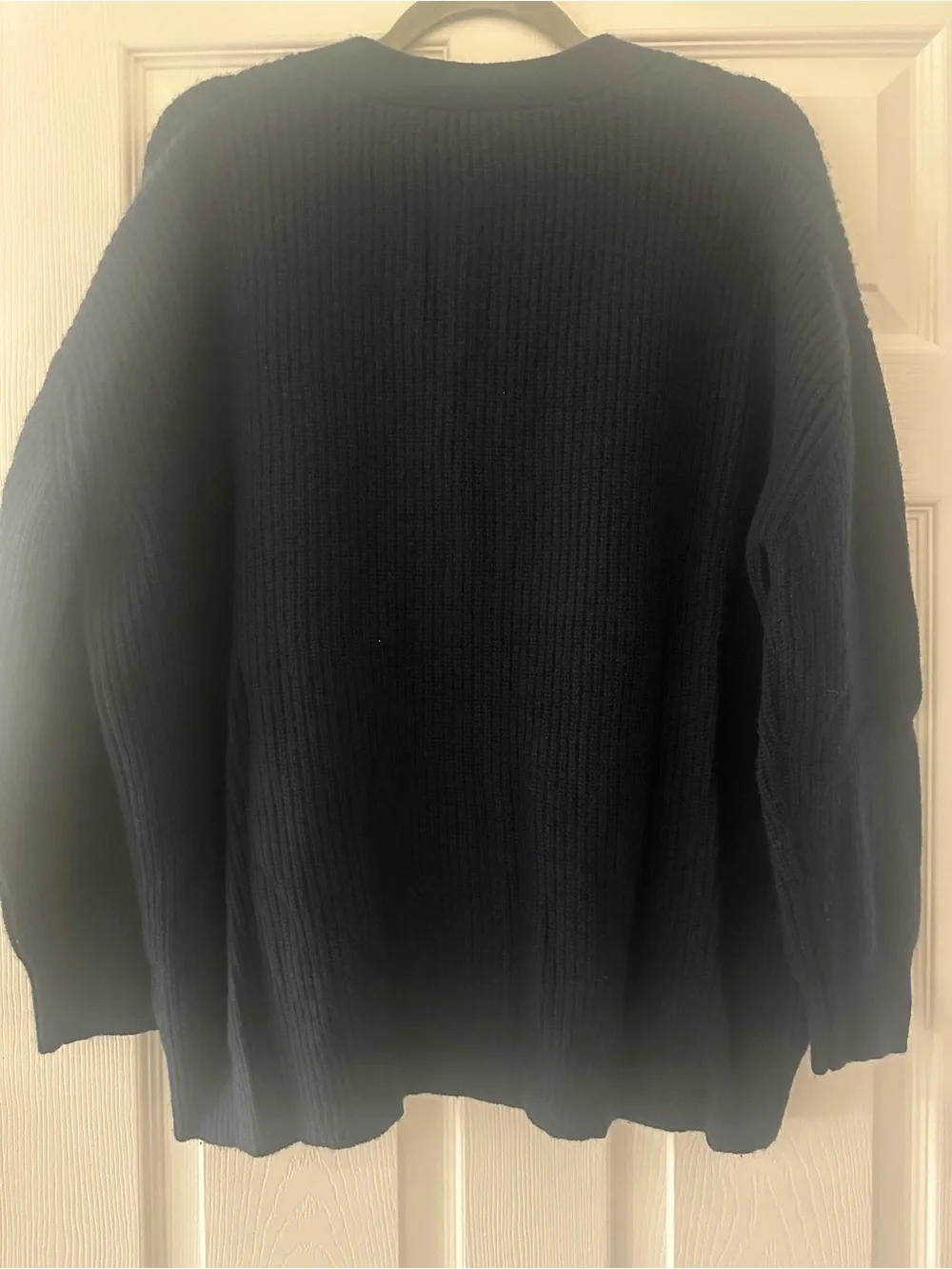 Jenni Kayne 100% Cashmere Navy Ribbed Button Cardigan Size S